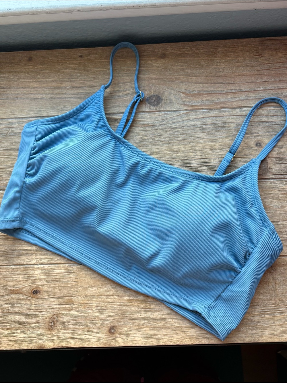 Shade & Shore Blue Ribbed Bikini Top